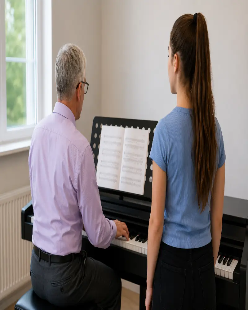 David Usher teaching a singing lesson to a student
