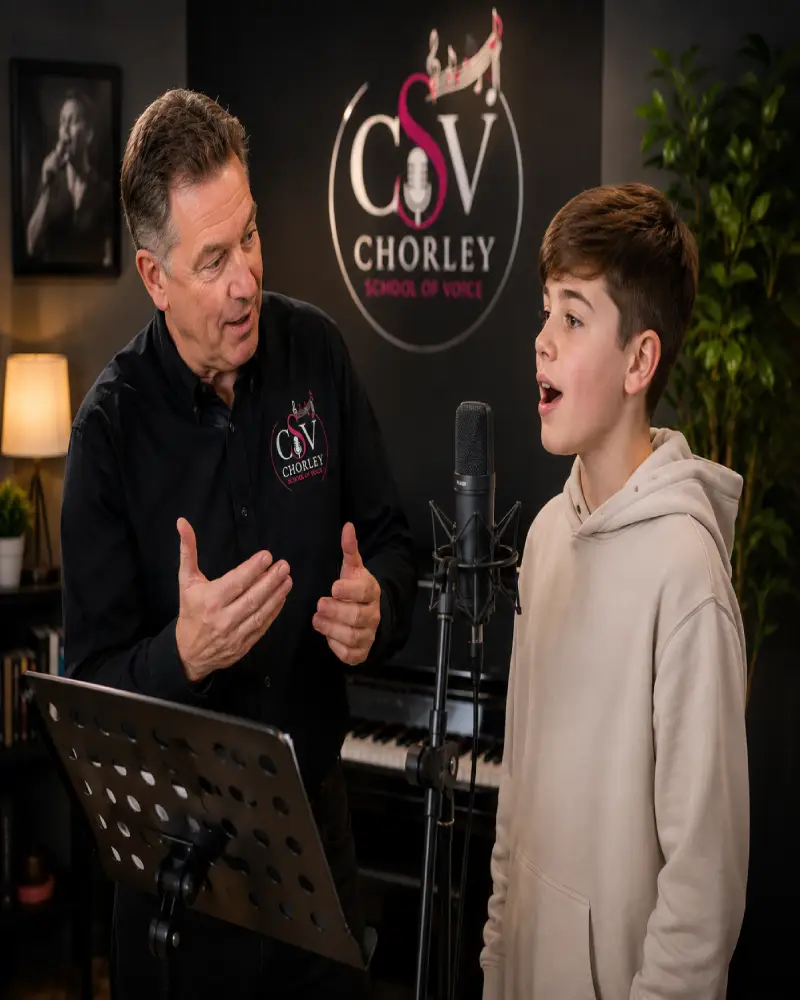 Beginner practising singing techniques